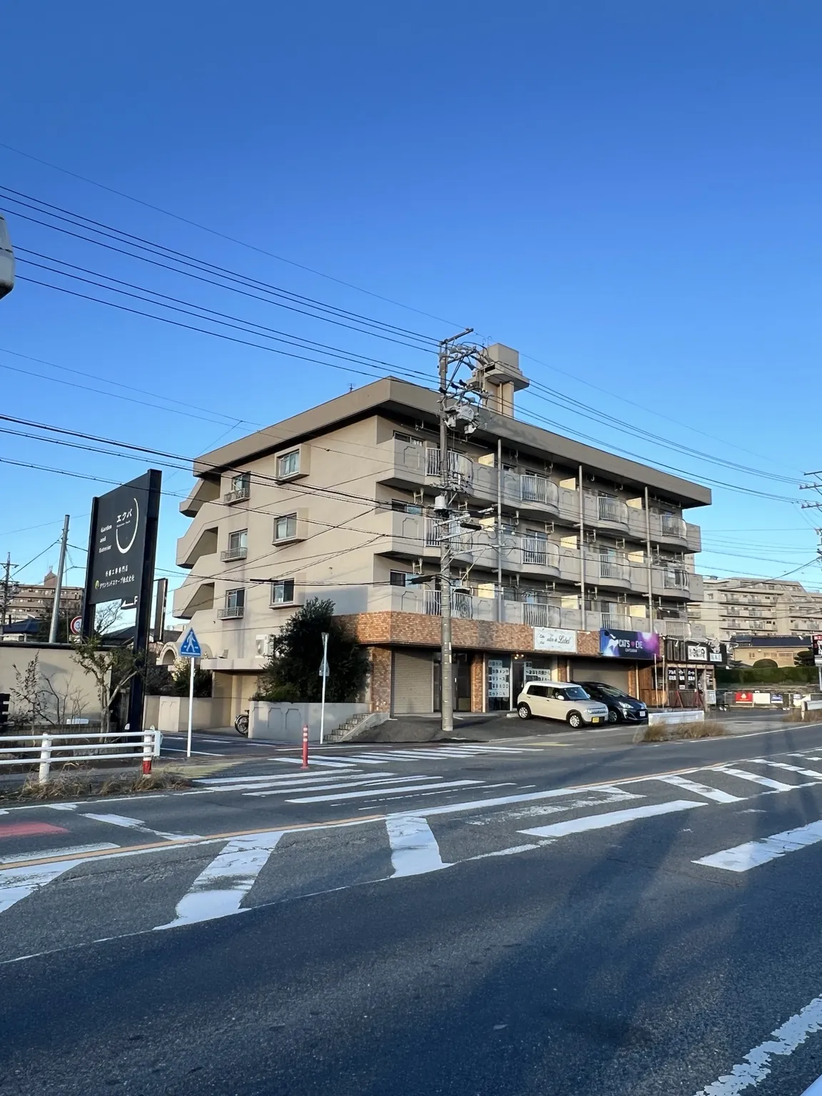 道路側から見たメゾンパラディ大府の外観